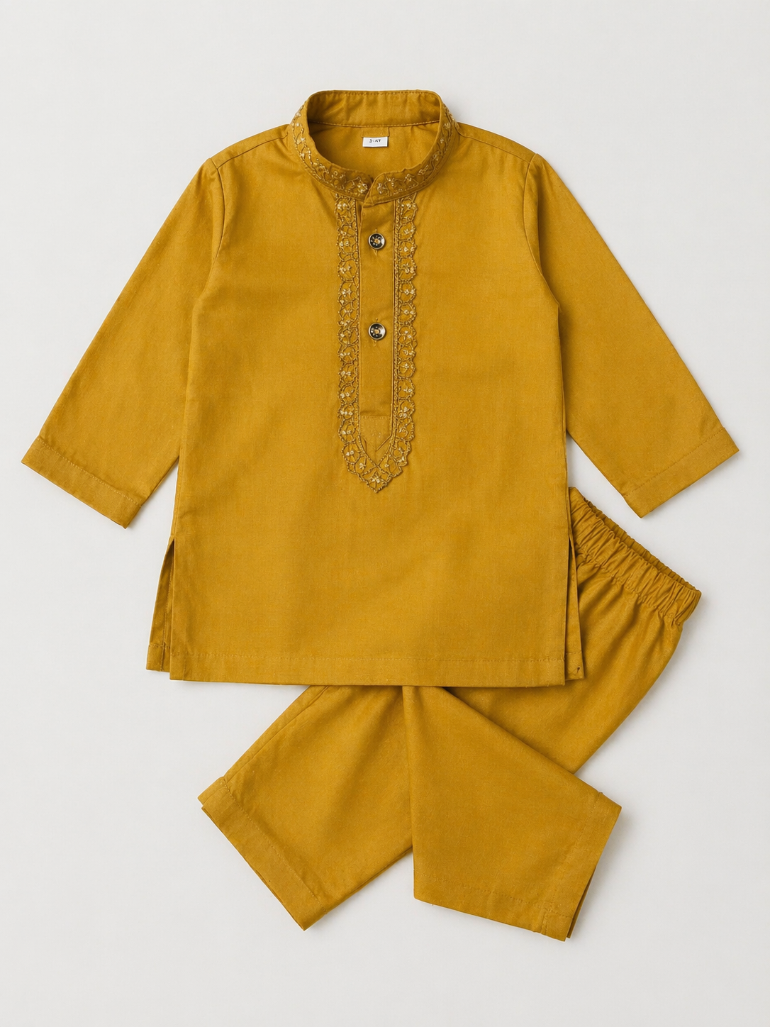 Mustard Embroidered Cotton Kurta Shalwar