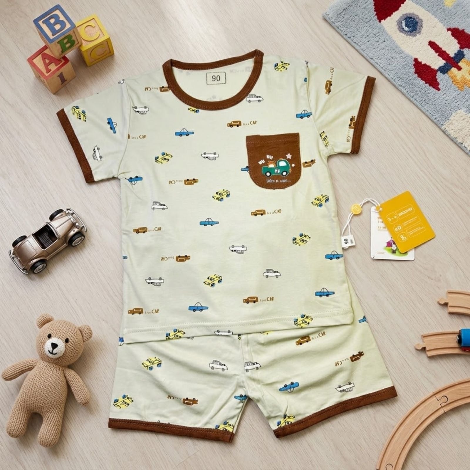 Green Cars Shirt & Shorts Set