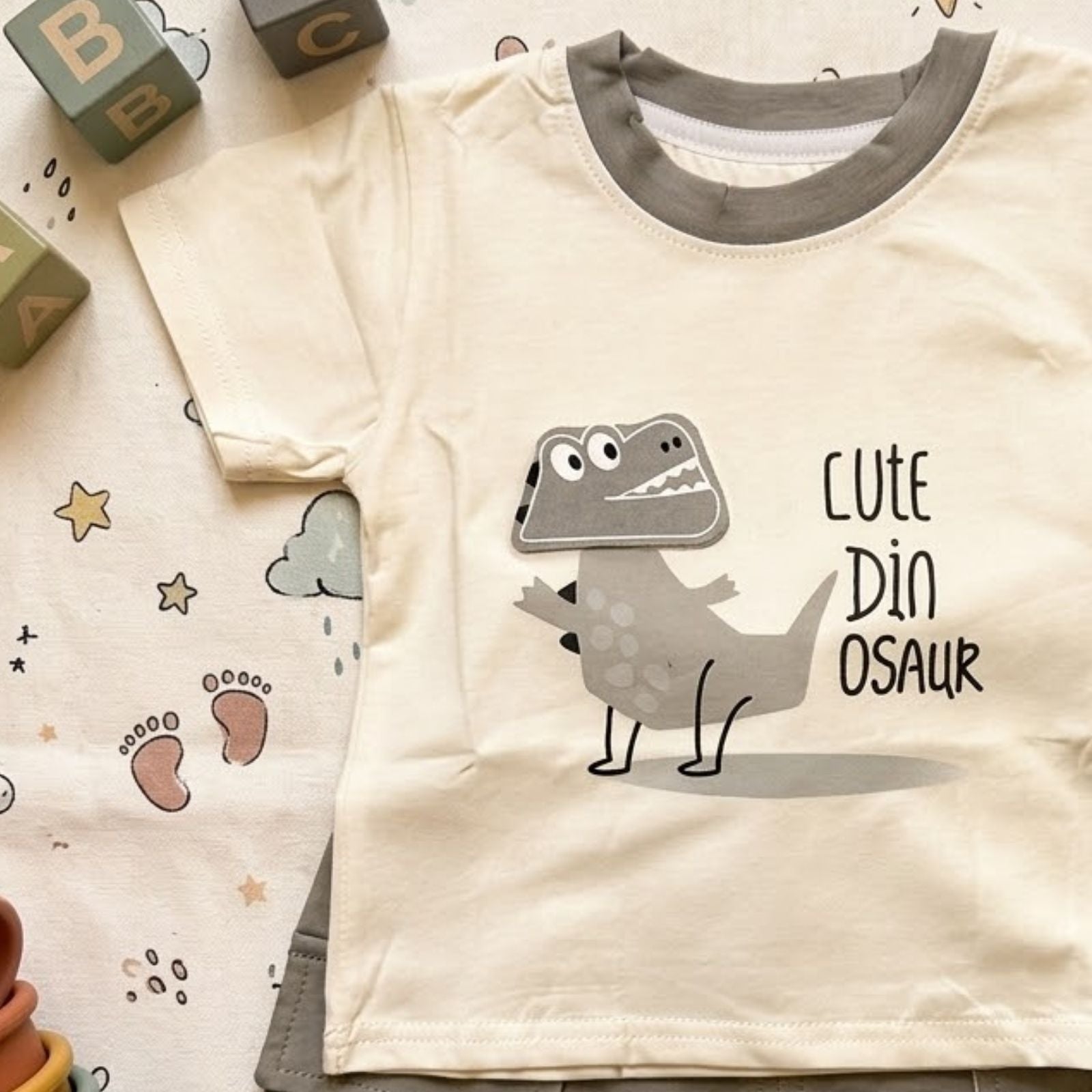 Grey Dino Shirt & Short Set