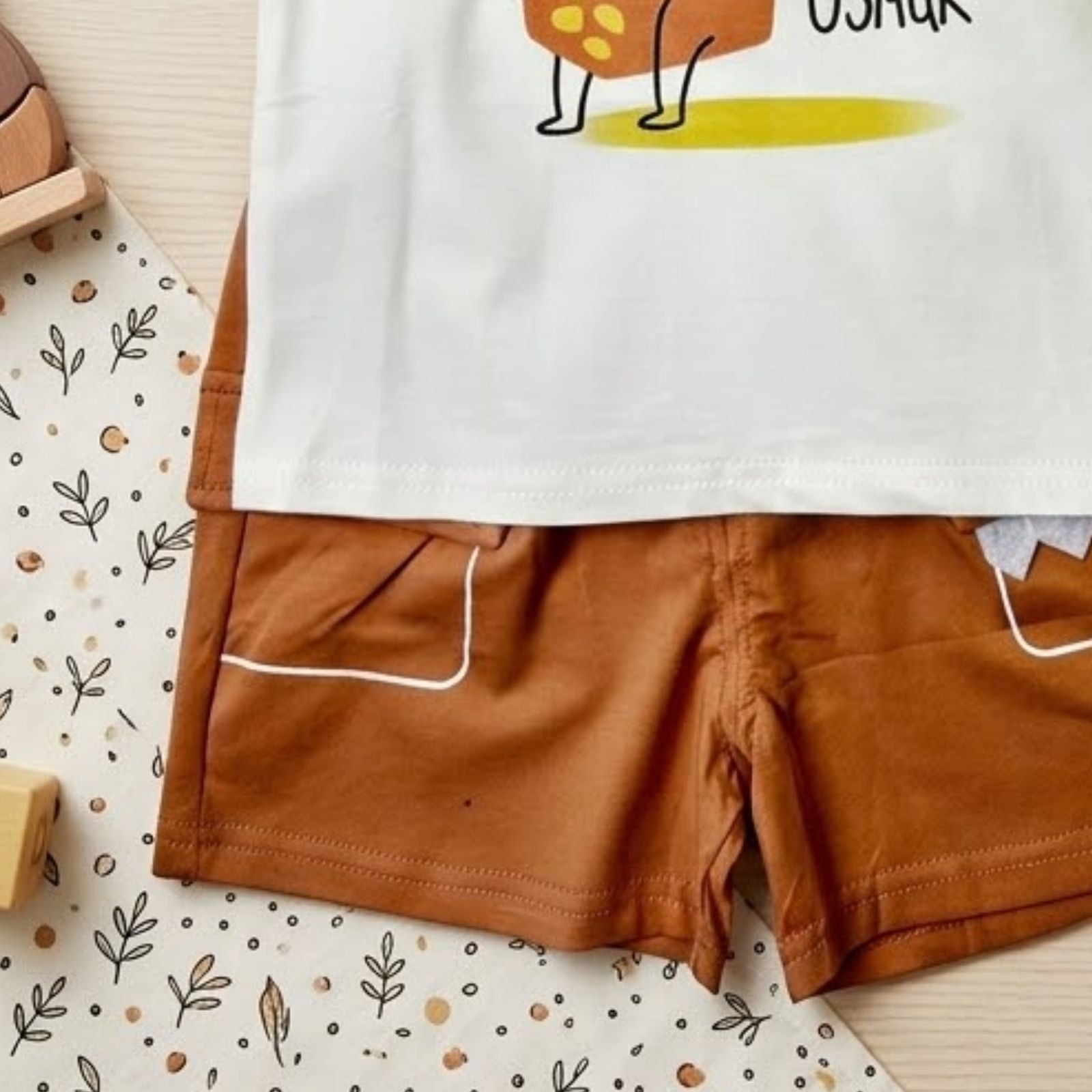 Orange Dino Shirt & Short Set