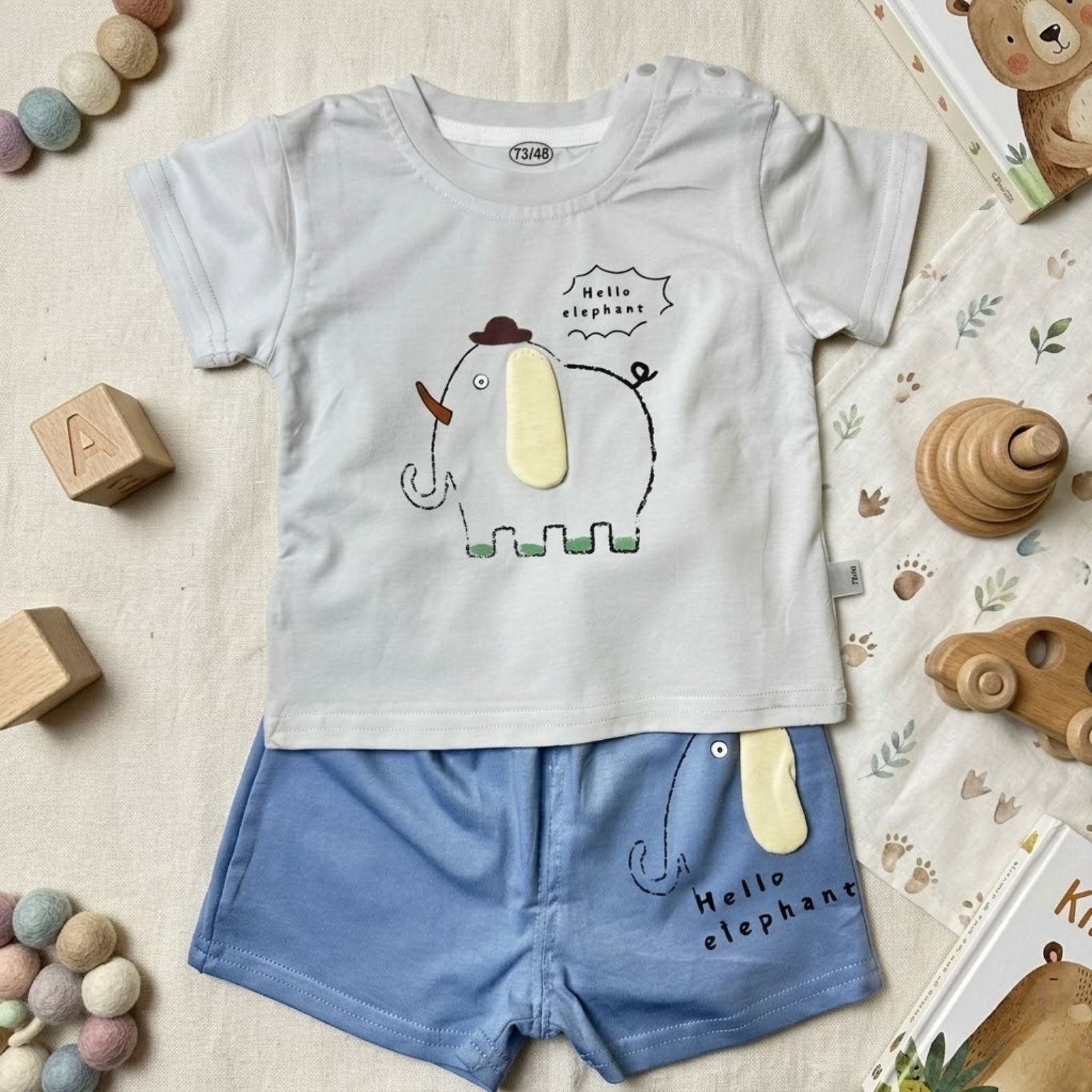 Hello Elephant Shirt & Short Set
