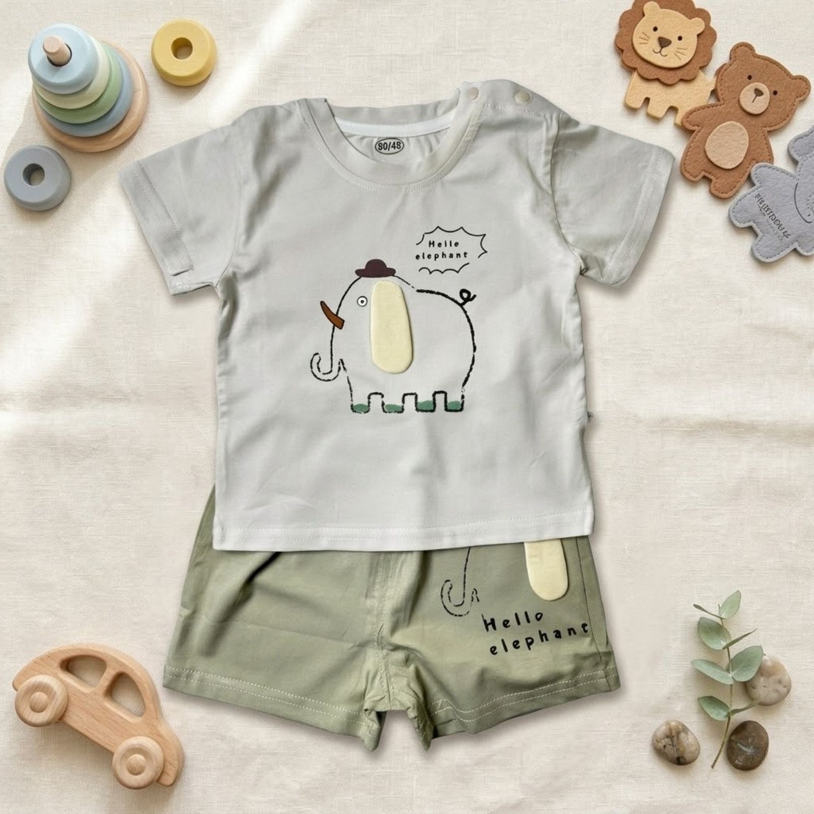 Hello Elephant Shirt & Short Set